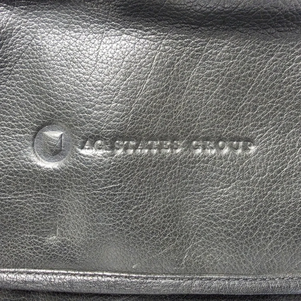 Canyon Leather Co Black Pebbled Leather Laptop Briefcase Messenger Bag AG States